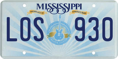 MS license plate LOS930