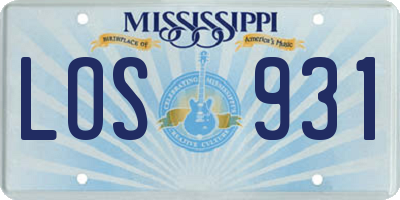 MS license plate LOS931