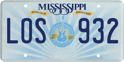 MS license plate LOS932