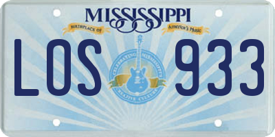 MS license plate LOS933