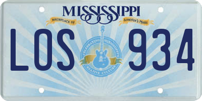 MS license plate LOS934