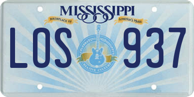 MS license plate LOS937