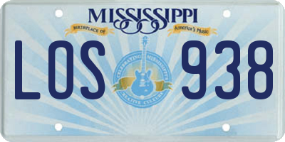 MS license plate LOS938