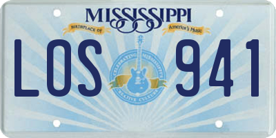 MS license plate LOS941