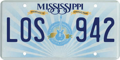 MS license plate LOS942