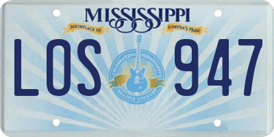 MS license plate LOS947