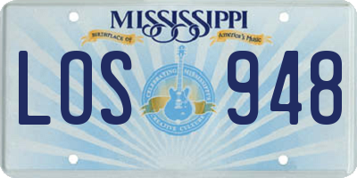 MS license plate LOS948