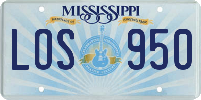 MS license plate LOS950