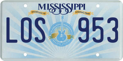 MS license plate LOS953