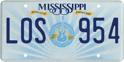MS license plate LOS954