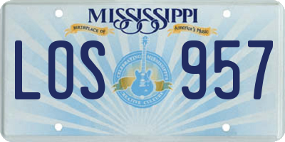 MS license plate LOS957