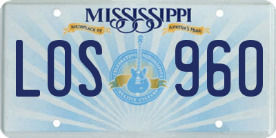 MS license plate LOS960
