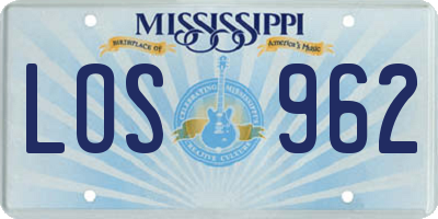 MS license plate LOS962