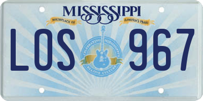 MS license plate LOS967