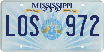 MS license plate LOS972