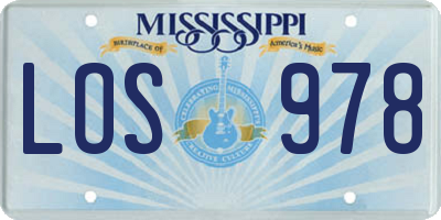 MS license plate LOS978