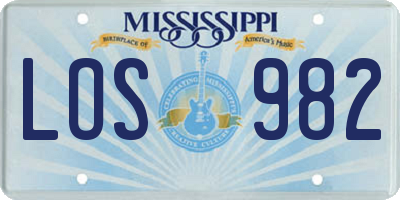 MS license plate LOS982