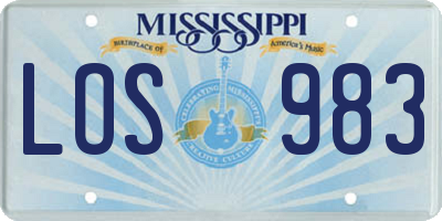 MS license plate LOS983