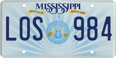 MS license plate LOS984