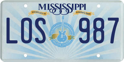 MS license plate LOS987