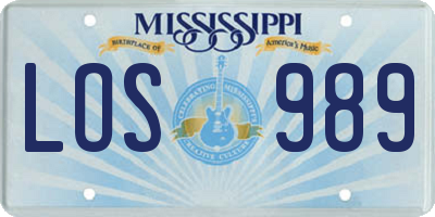 MS license plate LOS989