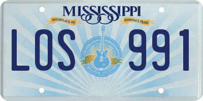 MS license plate LOS991