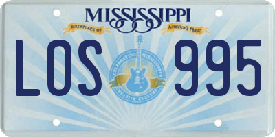 MS license plate LOS995