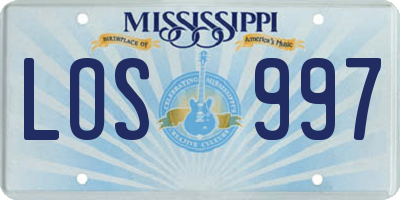 MS license plate LOS997