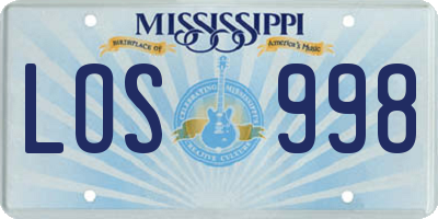 MS license plate LOS998