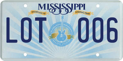 MS license plate LOT006