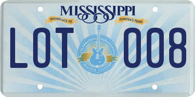 MS license plate LOT008