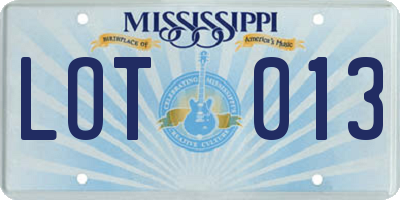 MS license plate LOT013