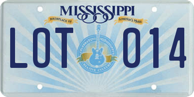 MS license plate LOT014