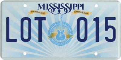 MS license plate LOT015
