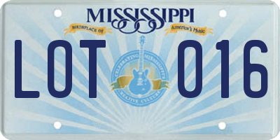 MS license plate LOT016