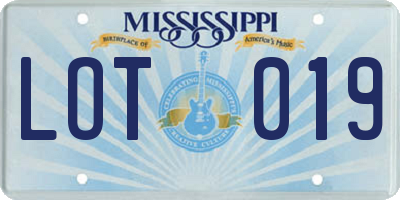 MS license plate LOT019
