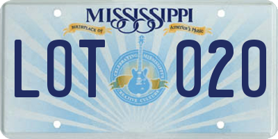 MS license plate LOT020