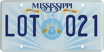 MS license plate LOT021