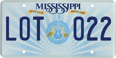 MS license plate LOT022