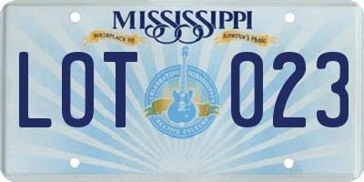 MS license plate LOT023