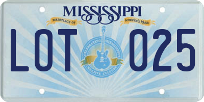 MS license plate LOT025