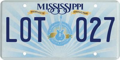 MS license plate LOT027