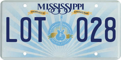MS license plate LOT028