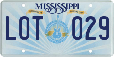 MS license plate LOT029