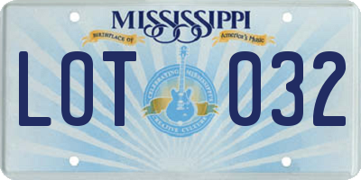 MS license plate LOT032