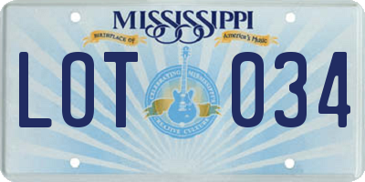 MS license plate LOT034