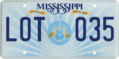 MS license plate LOT035