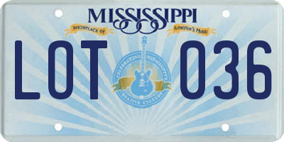 MS license plate LOT036