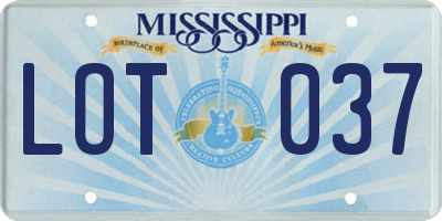MS license plate LOT037