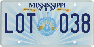 MS license plate LOT038